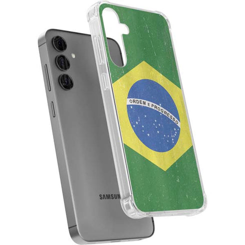 Brazil Flag Distressed Galaxy S24 Plus Clear Case